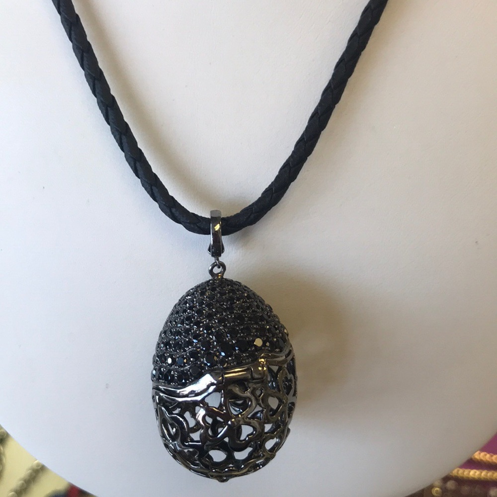 Russian dolls by Svetlana black silver Easter egg